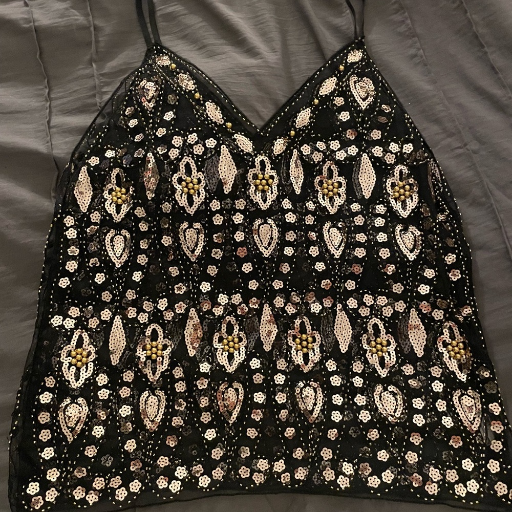 Embellished Black and Gold Women's Top